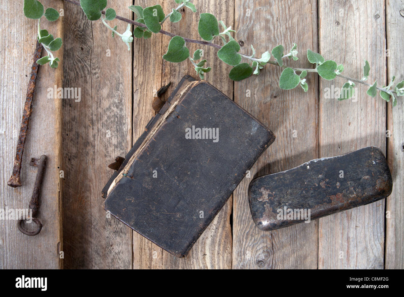 Gruppo di oggetti in legno Foto Stock