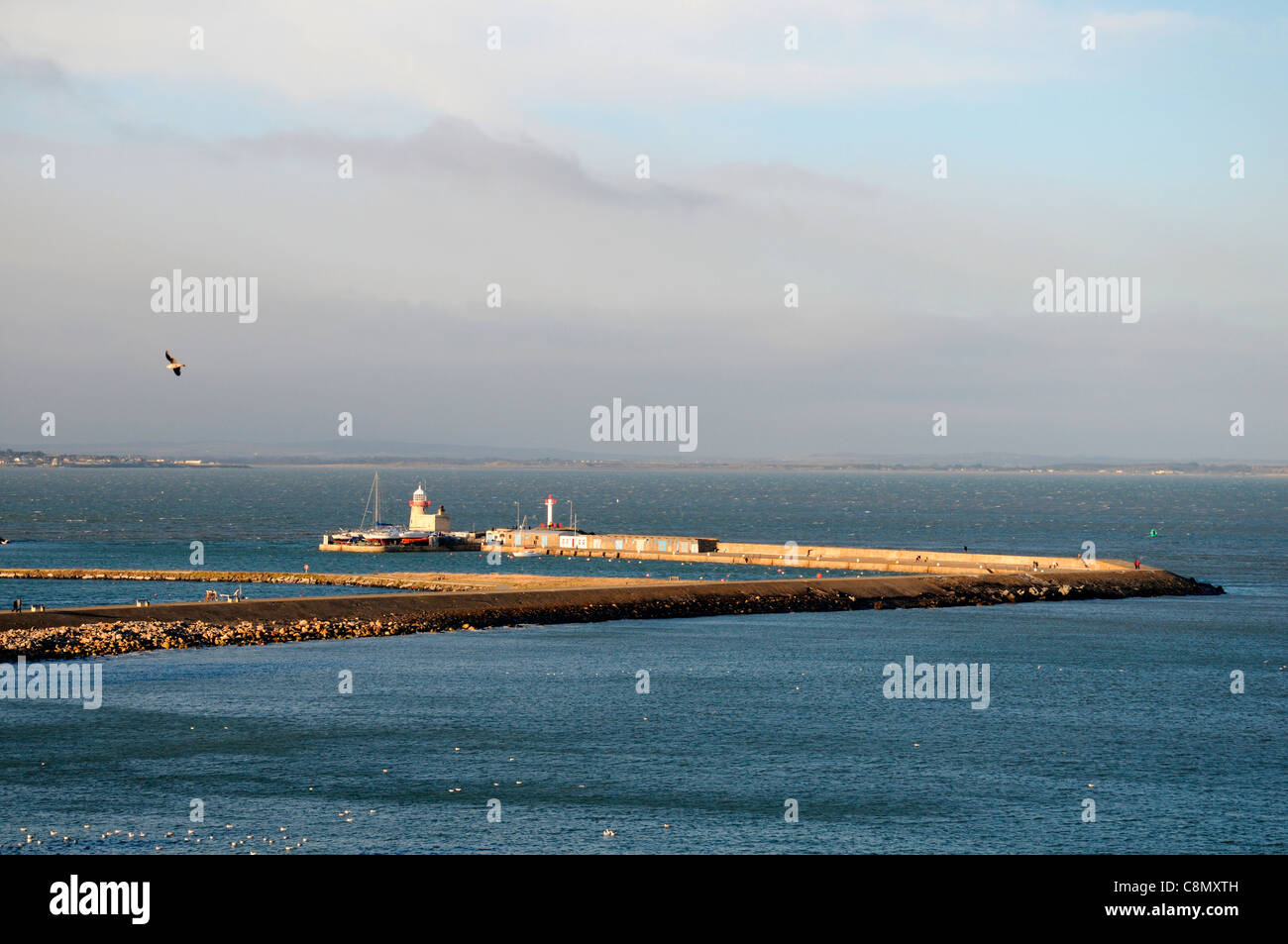 Howth harbour marina del porto di attracco County Dublin Bay nel mare d'Irlanda Irlanda faro luce pilota Foto Stock