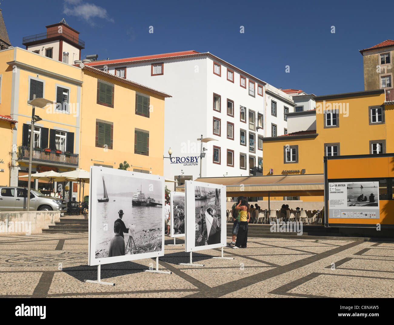 Esterno Fotografia Mostra fotografica nel centro di Funchal Madera Portogallo Europa dell'UE Foto Stock