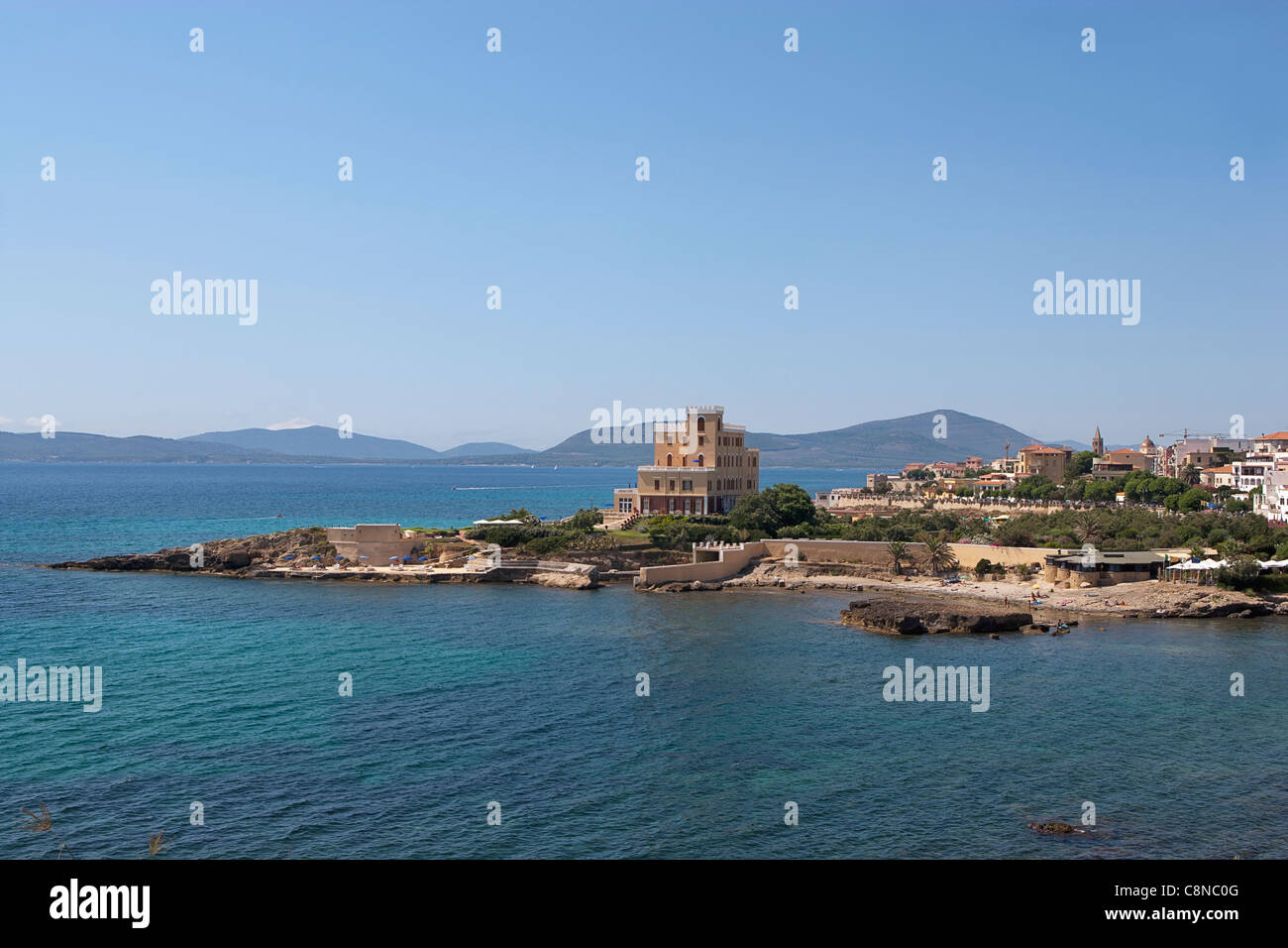 L'Italia, Sardegna, Alghero, vista verso il promontorio Foto Stock