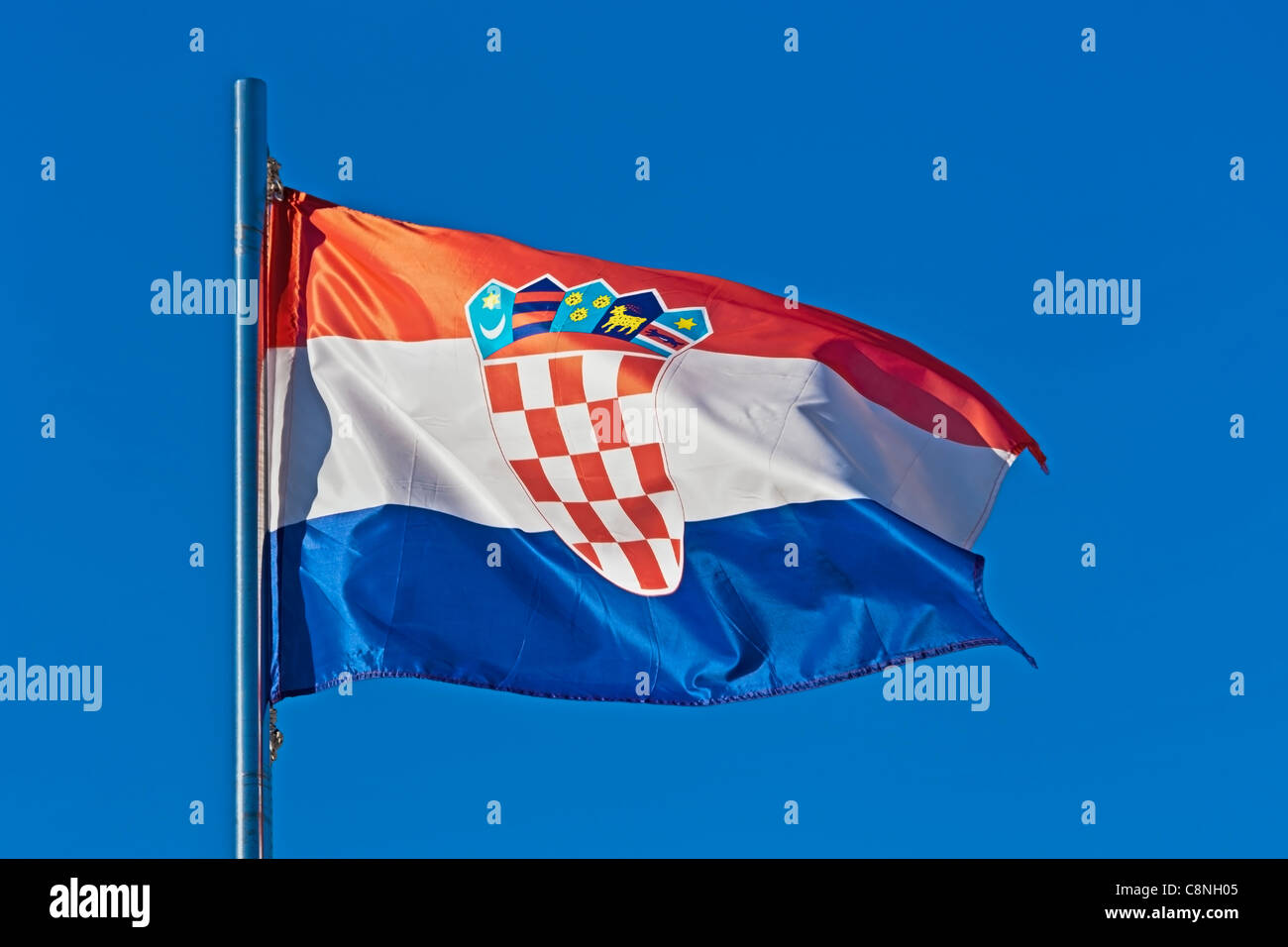 Dettaglio Foto di bandiera della Repubblica di Croazia Foto Stock