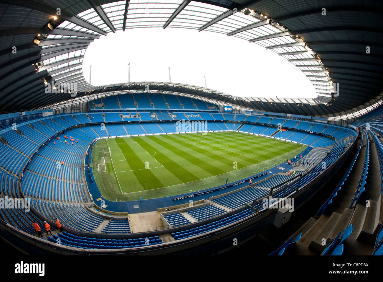 Il City of Manchester Stadium, noto anche come l'Etihad Stadium o  Eastlands, casa di Manchester City Calcio Club Foto stock - Alamy