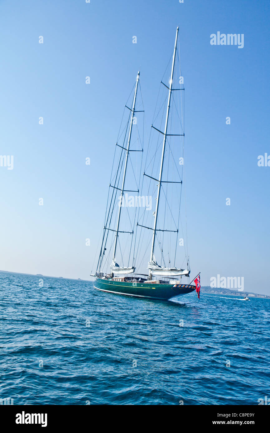 Imbarcazione a vela in Weymouth e Portland bay Foto Stock