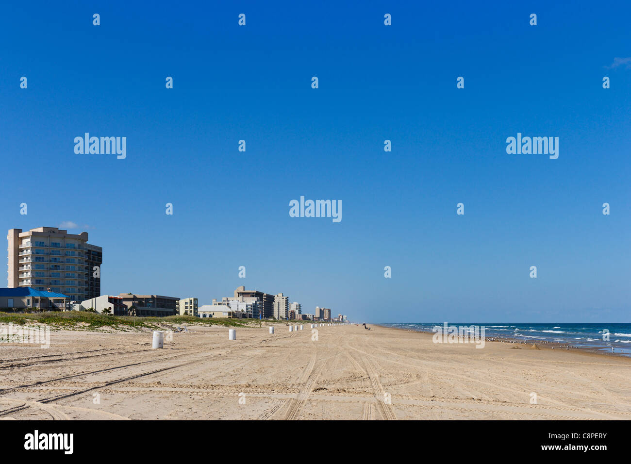 Spiaggia a Sud di South Padre Island, vicino a Brownsville, Texas, Stati Uniti d'America Foto Stock