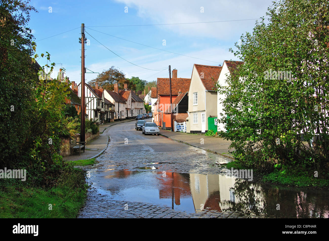 Kersey Ford, la strada, Kersey, Suffolk, Inghilterra, Regno Unito Foto Stock