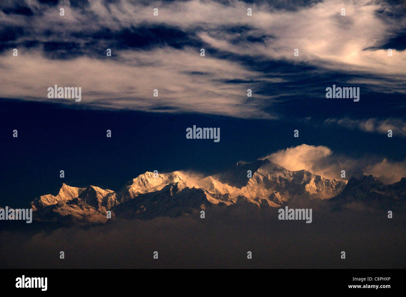 Montare Kachenjunga come visto da Darjeerling West Bengal India Foto Stock