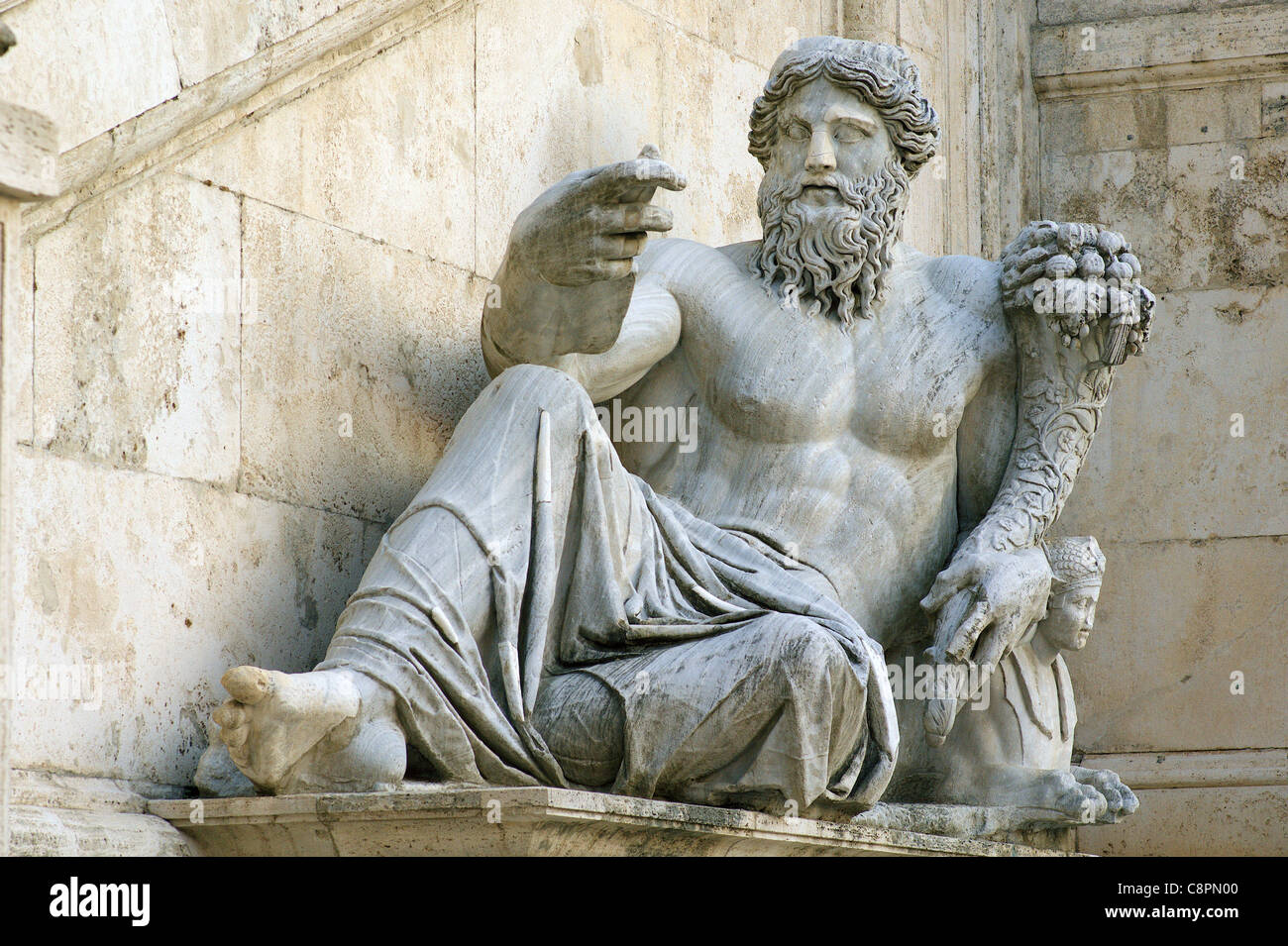 La scultura personificazione del fiume Nilo in Campidoglio a Roma Italia Foto Stock