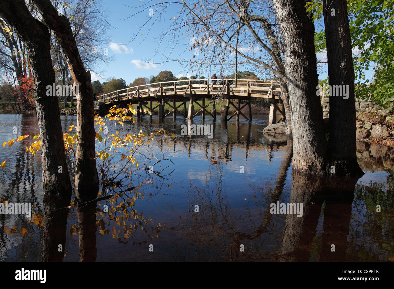 Il North Bridge, Minute Man National Historical Park, Concord, Massachusetts, STATI UNITI D'AMERICA Foto Stock