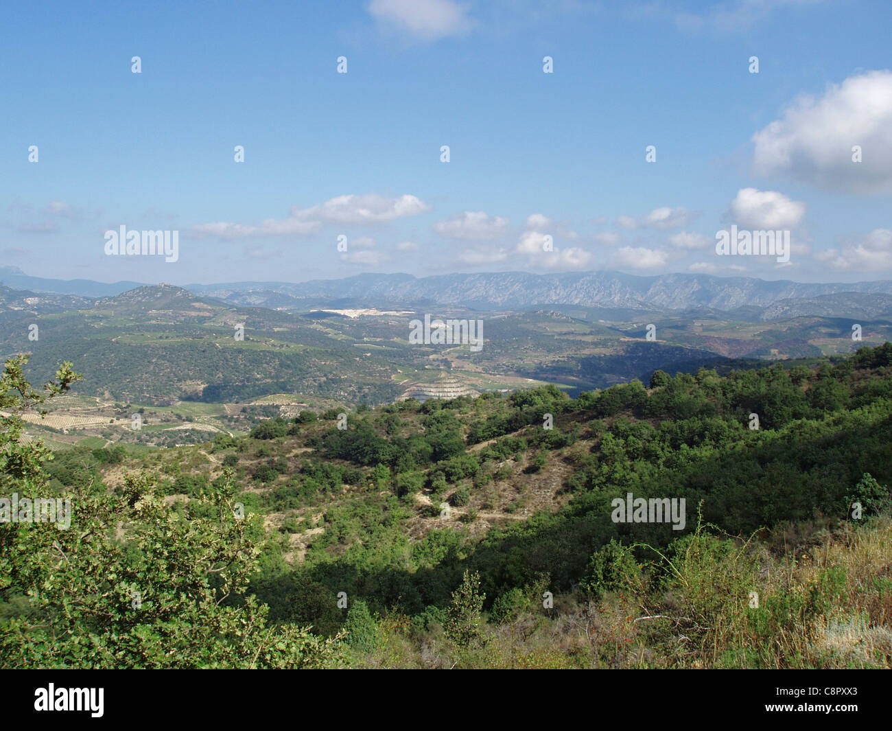 Francia, Pyrenees-Orientales, viste sulla montagna vicino Laroque des Alberes Foto Stock