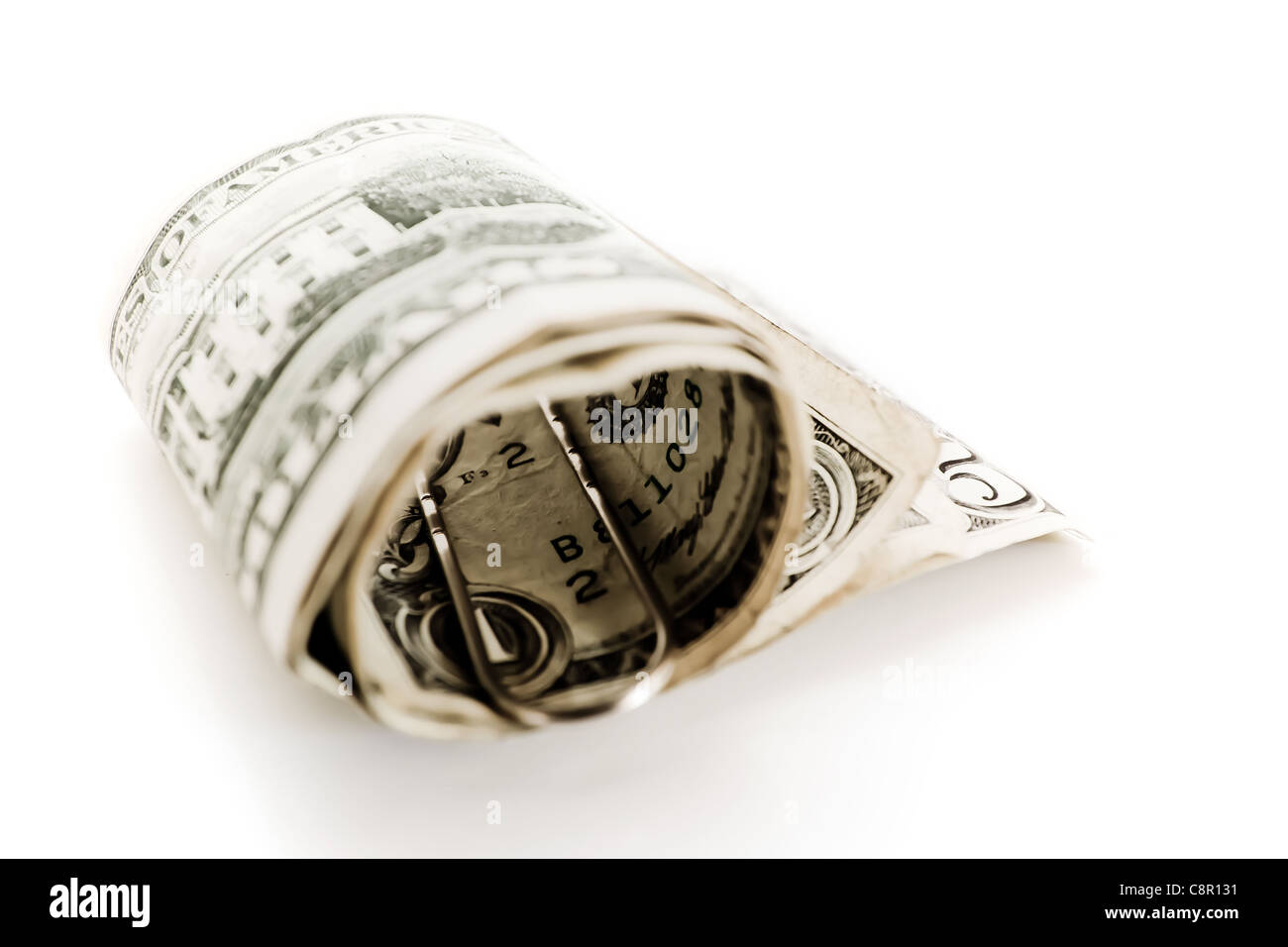 Dollar bundle con clip di denaro Foto Stock