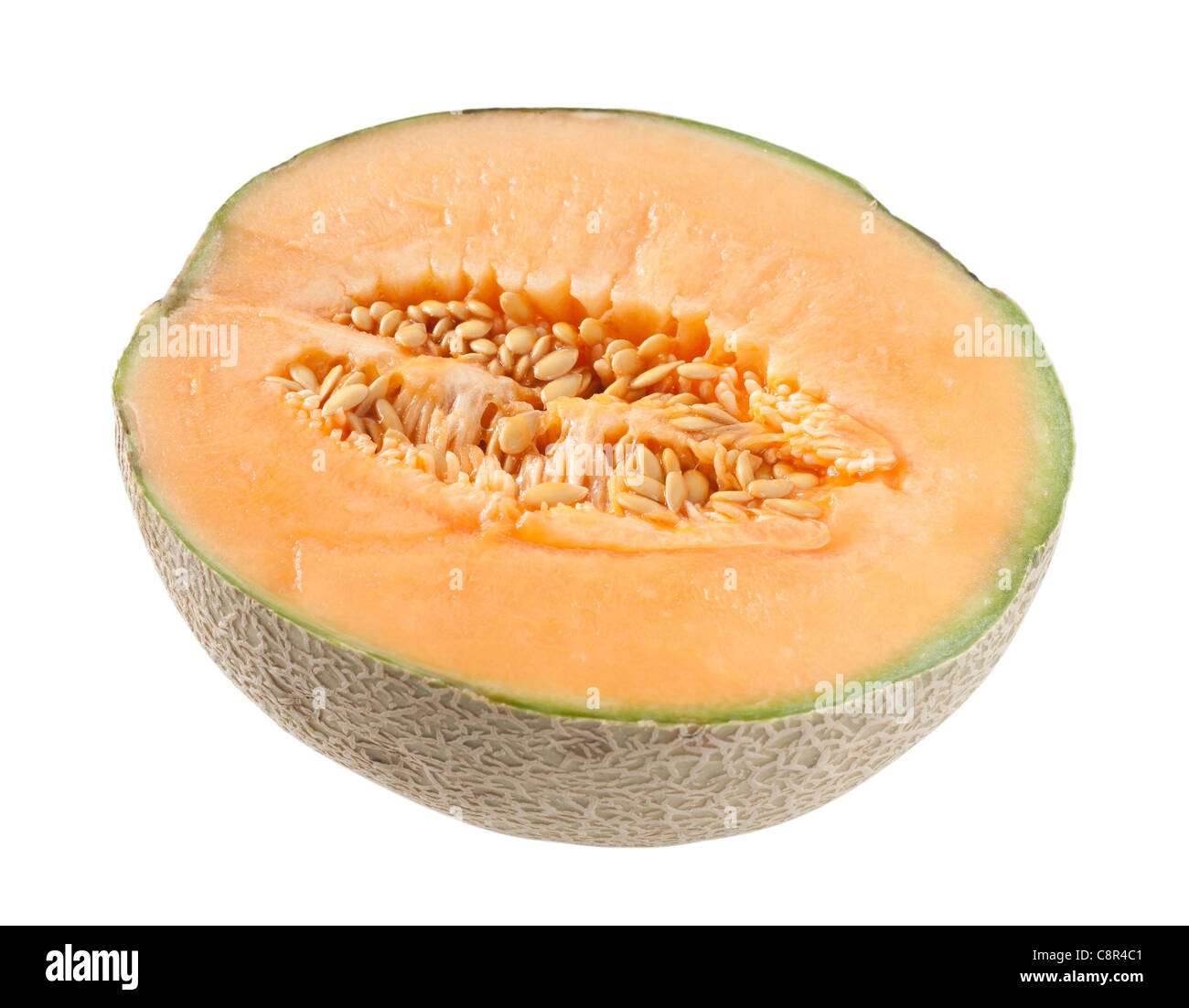 Il melone Cantalupo su bianco Foto Stock