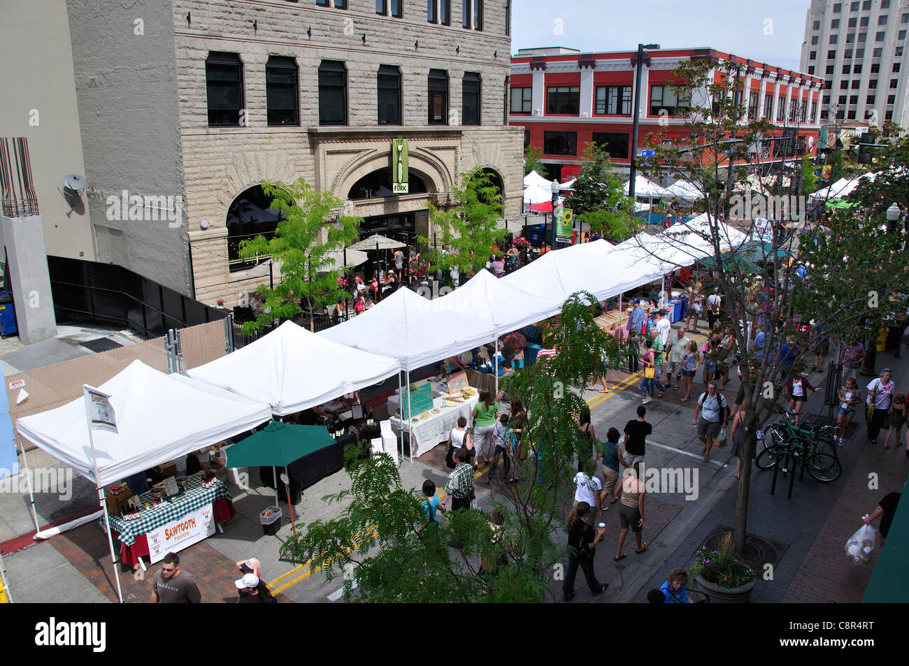 Mercato del sabato sulla 8th Street, Downtown Boise Foto Stock