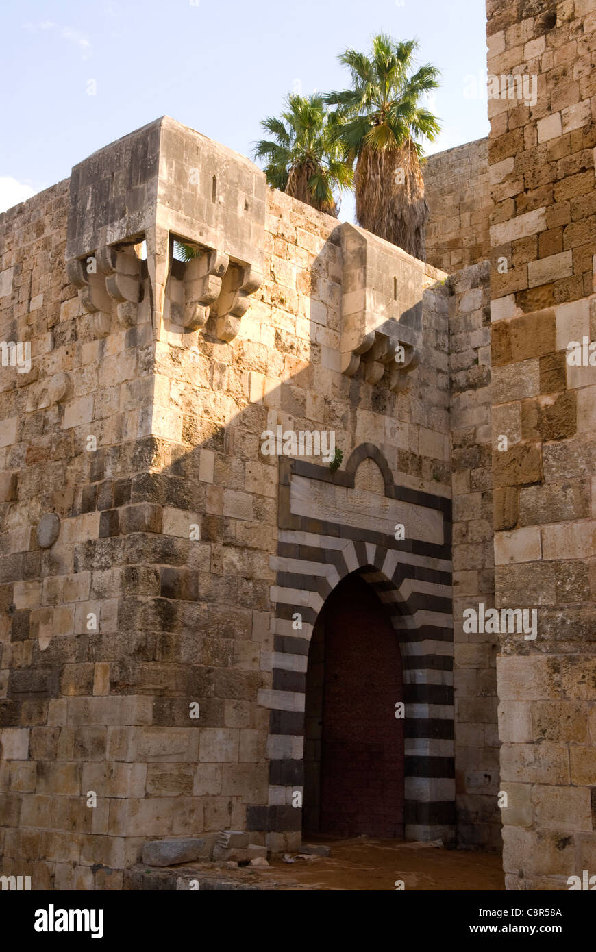 Ingresso alla cittadella di Raymond de St Gilles, Tripoli, nel nord del Libano. Foto Stock