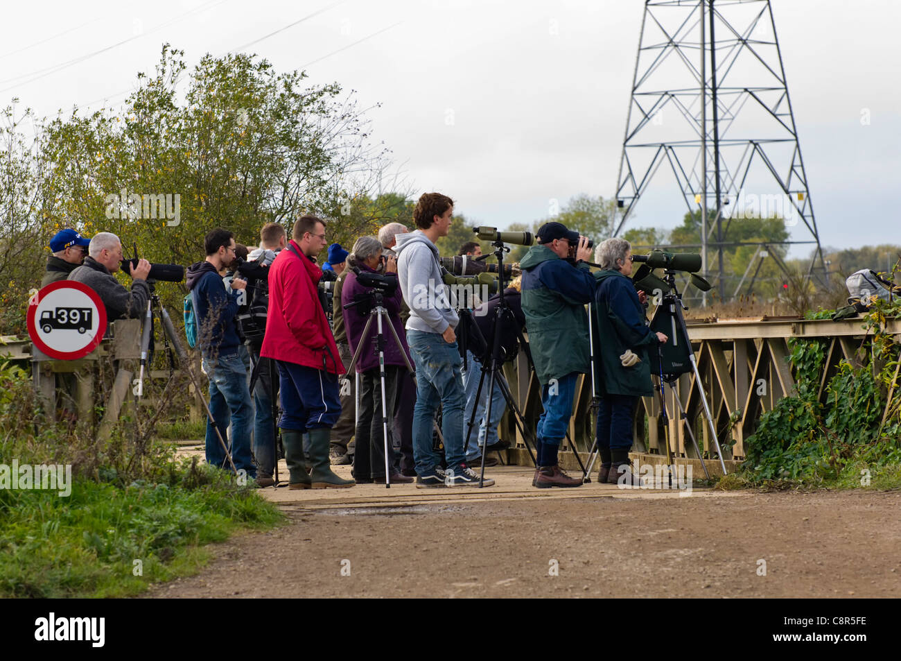 "Twitchers' a Attenborough Riserva Naturale, Nottingham, Ottobre 2011 Foto Stock