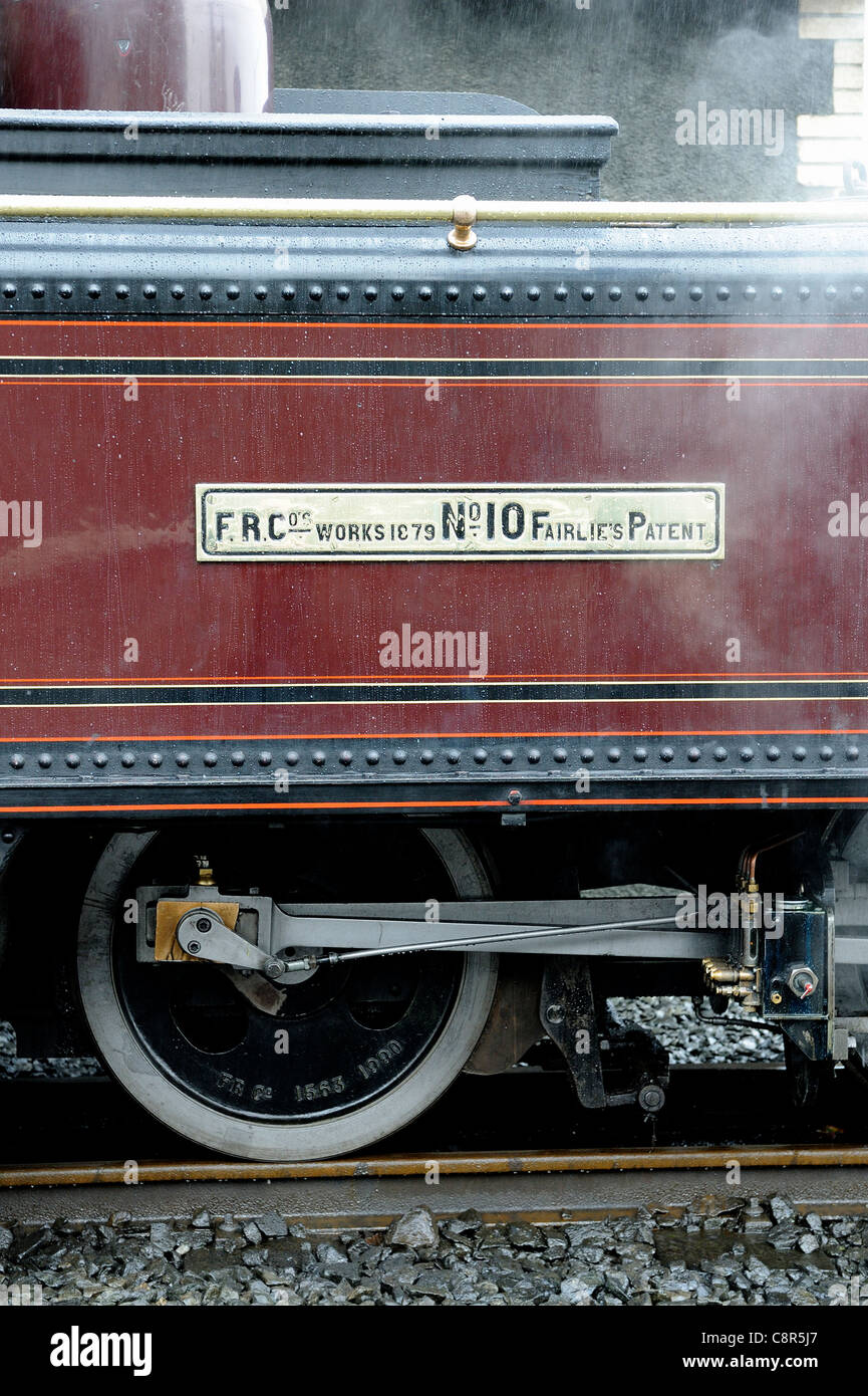 Merddin emrys double Fairlie locomotiva a vapore welsh highland railway Ffestiniog railway gwynedd in Galles Foto Stock