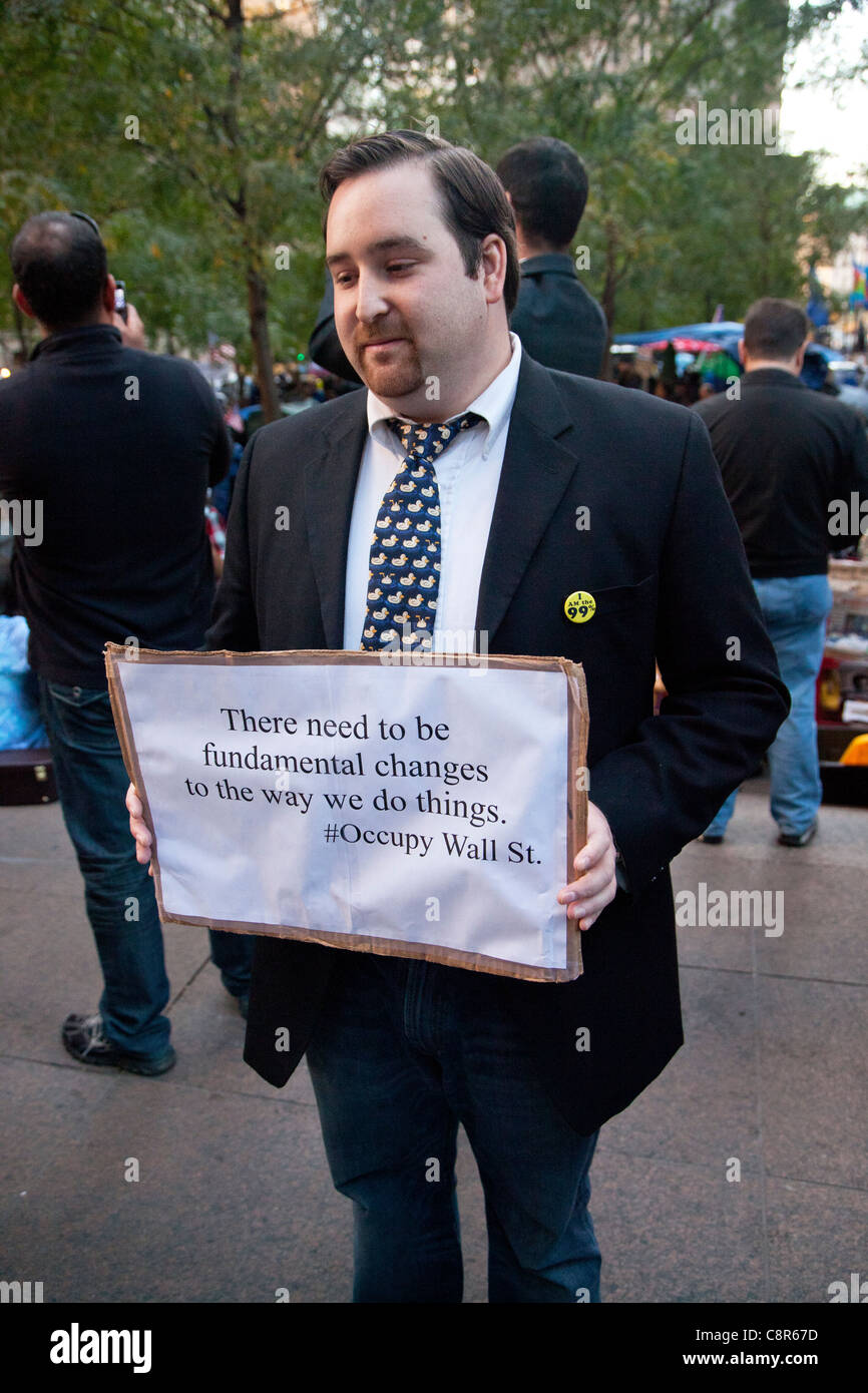 Occupare Wall Street manifestanti Foto Stock