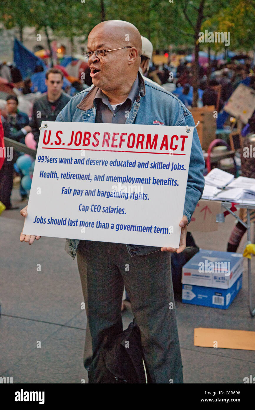 Occupare Wall Street manifestanti Foto Stock