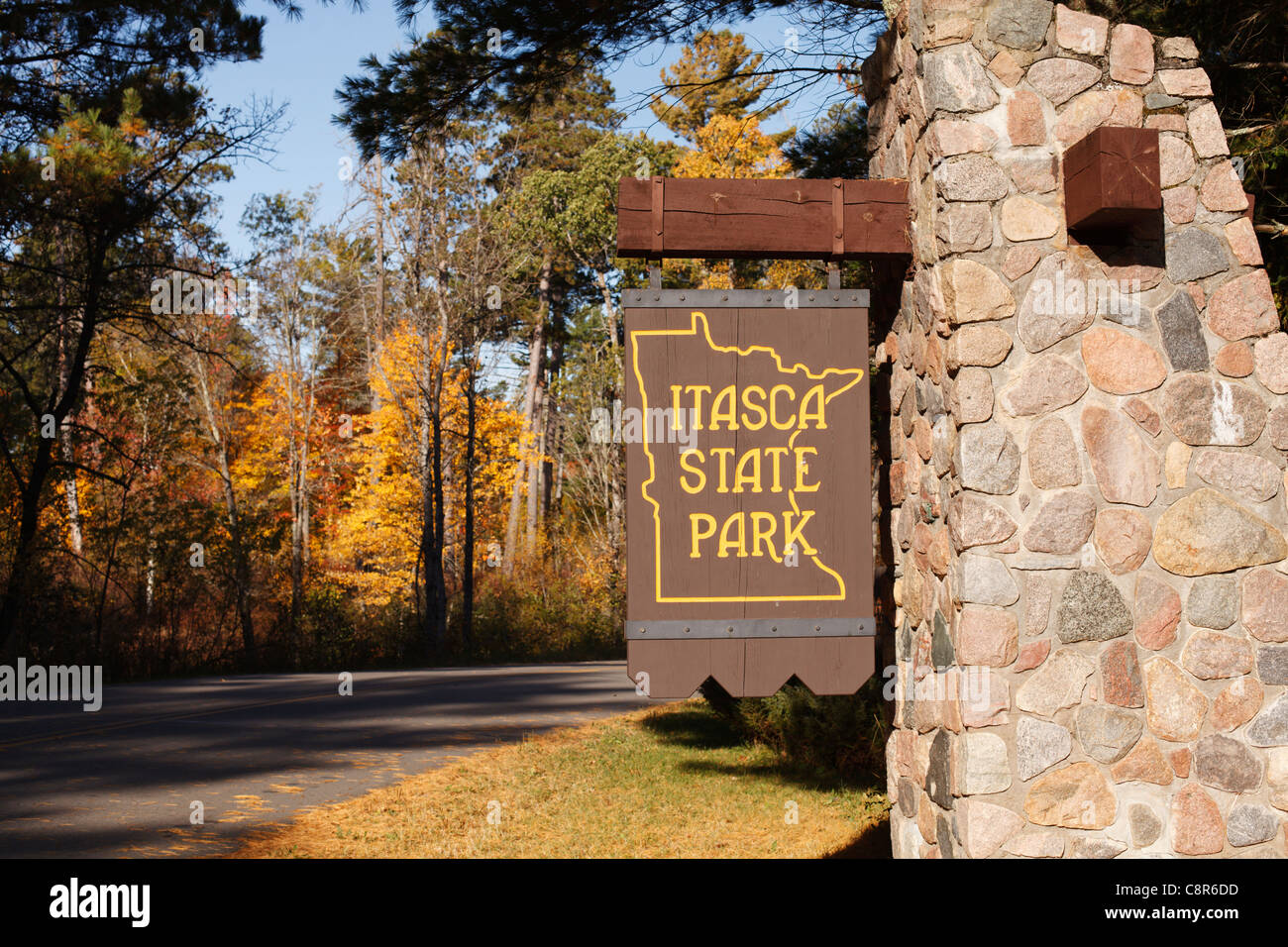 L'ingresso a Itasca State Park nel nord del Minnesota. Foto Stock