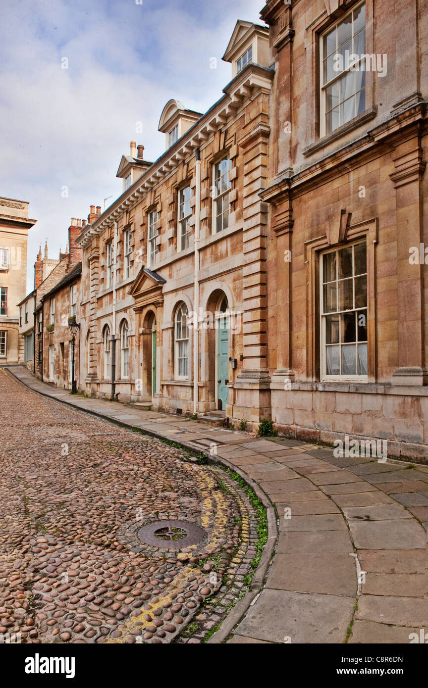 Ciottoli e architettura georgiana a Stamford, Lincolnshire, Regno Unito Foto Stock