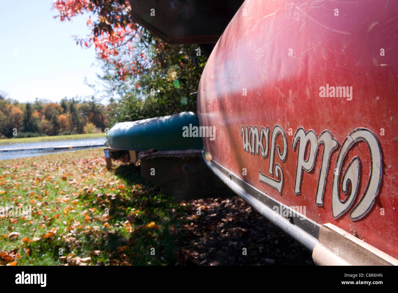 Close-up di Canoe dal Lago - Straus Park - Brevard, North Carolina, STATI UNITI D'AMERICA Foto Stock