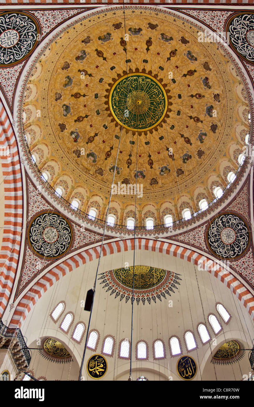Interno della Moschea Suleymaniye, Istanbul, Turchia , in Europa, Foto Stock