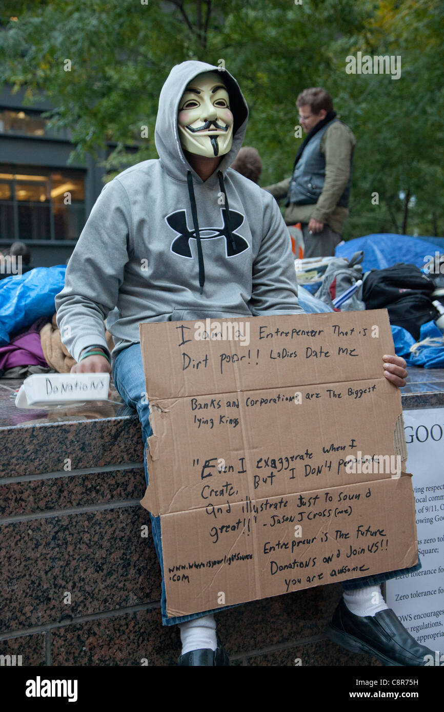 Occupare Wall Street manifestanti Foto Stock