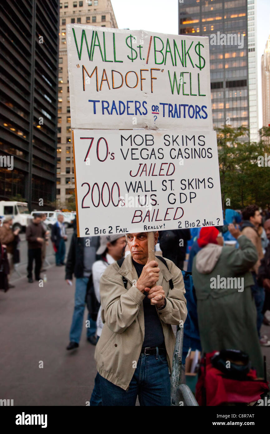 Occupare Wall Street manifestanti Foto Stock