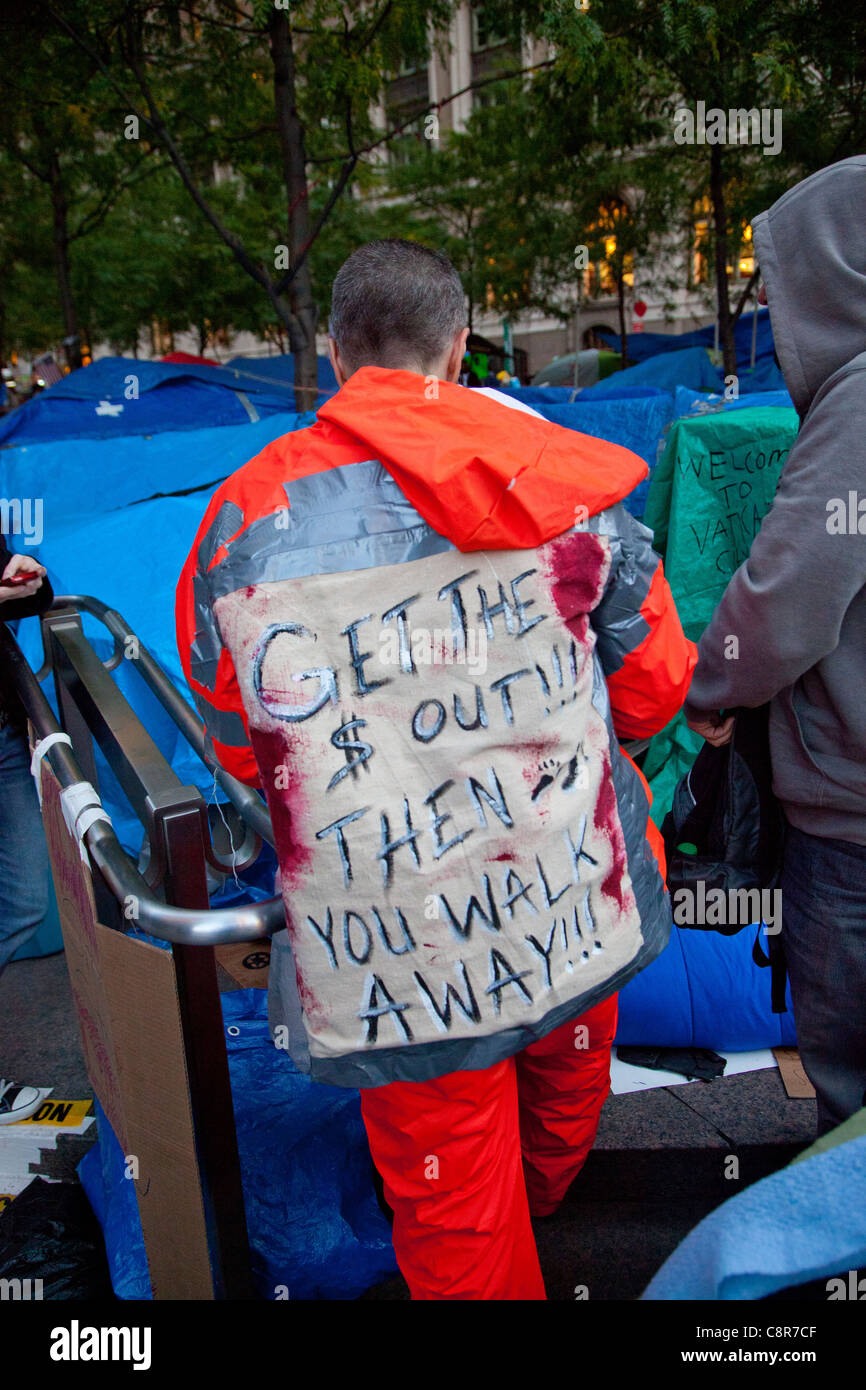 Occupare Wall Street manifestanti Foto Stock