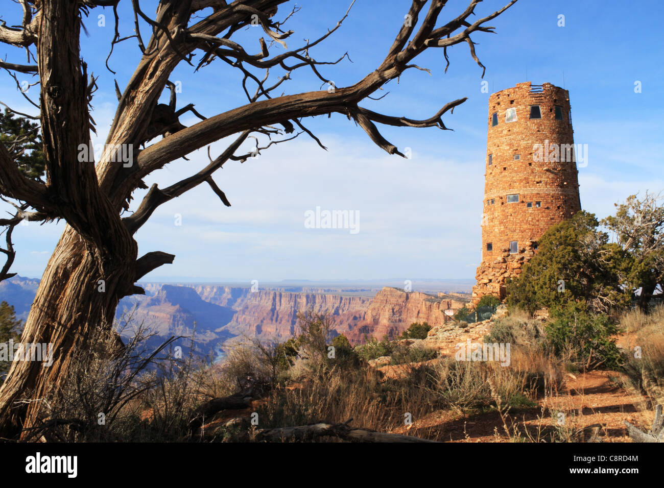 Indian torre di avvistamento al Desert Visualizza area di visualizzazione del Parco Nazionale del Grand Canyon. Foto Stock