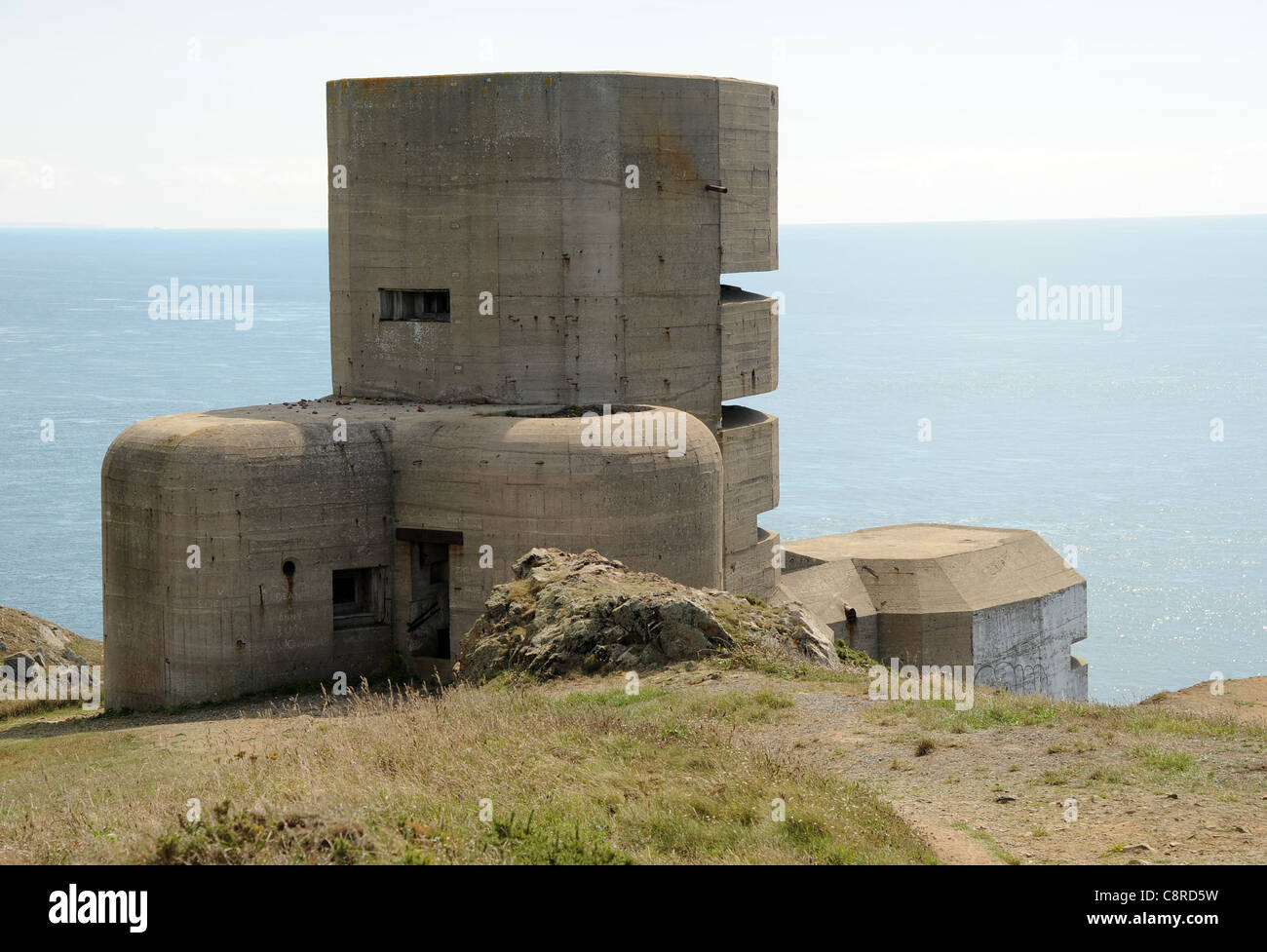 Il tedesco MP4 'L'angolo' artiglieria torre di osservazione, Guernsey, Isole del Canale. Foto Stock
