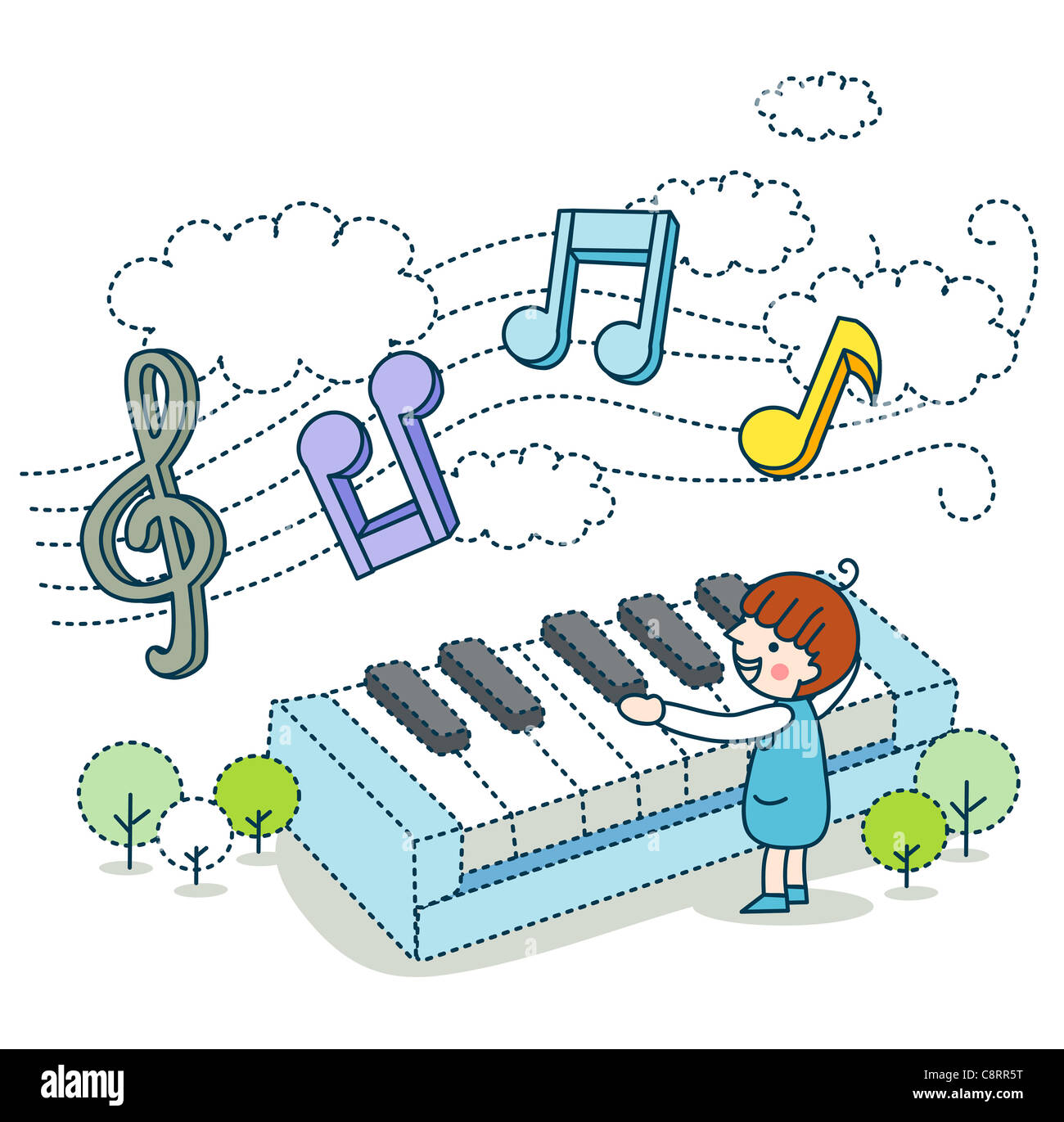 Ragazza suonare il pianoforte Foto Stock