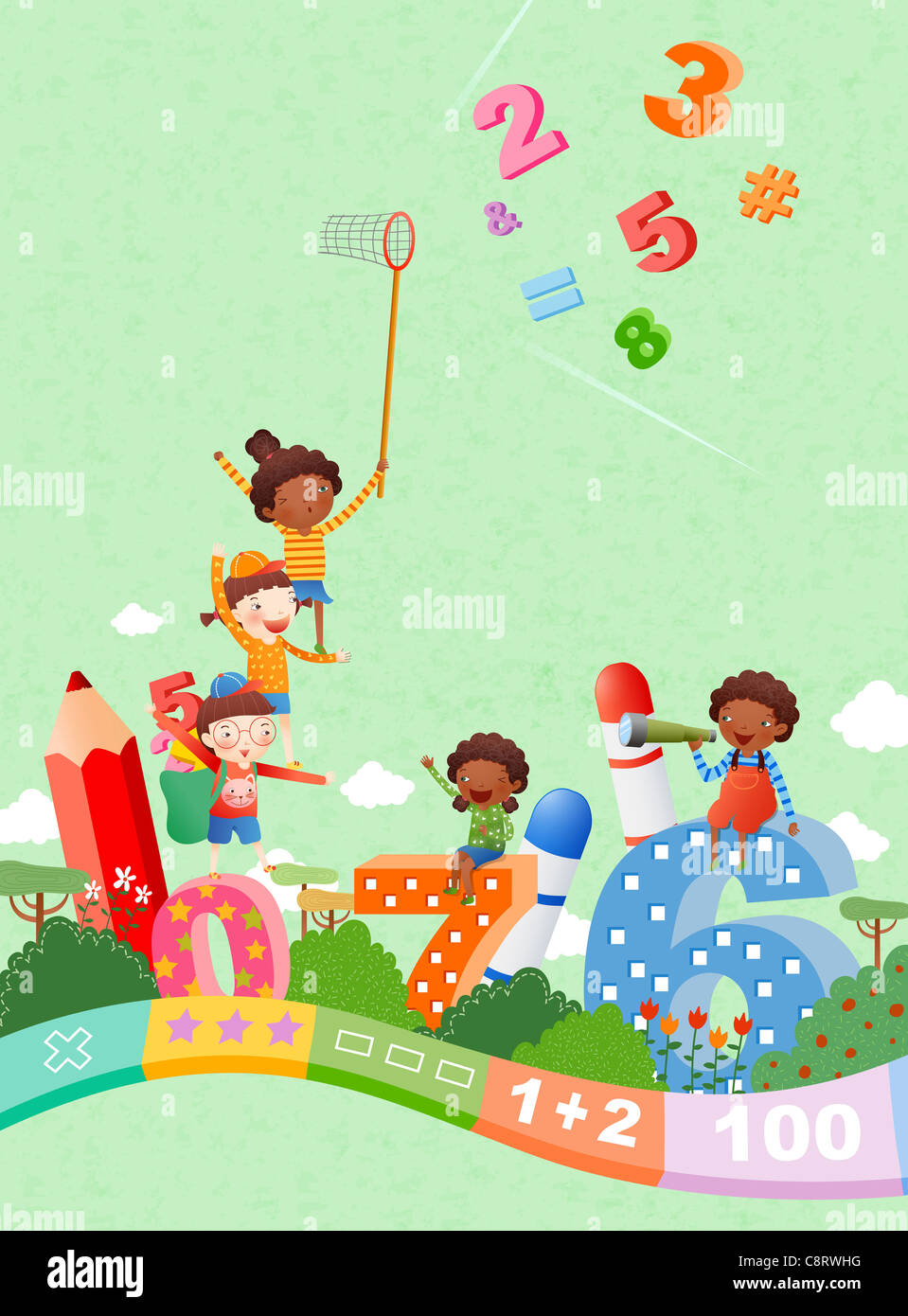 Bambini che giocano con i numeri Foto Stock