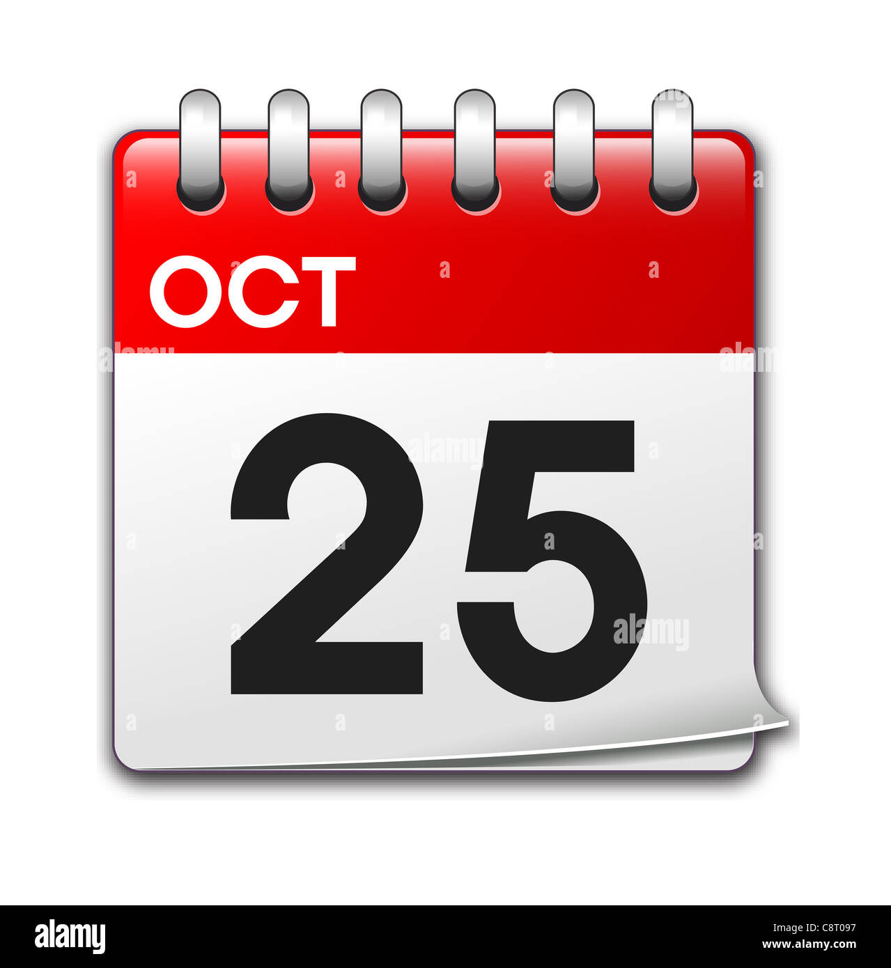 Illustrazione del 25 ottobre data nel calendario Foto Stock