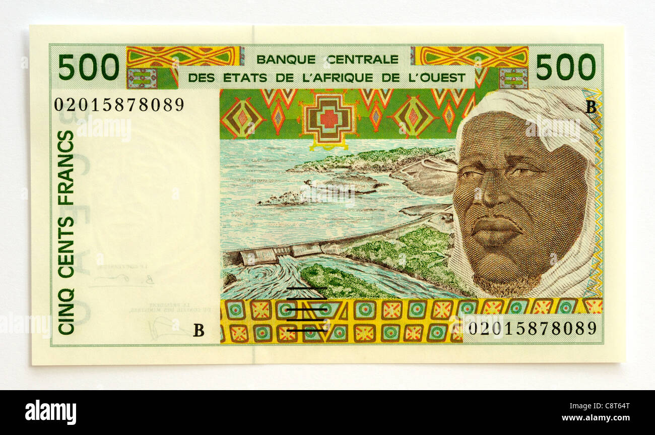 Benin 500 Cinquecento Franc Bank nota. Foto Stock