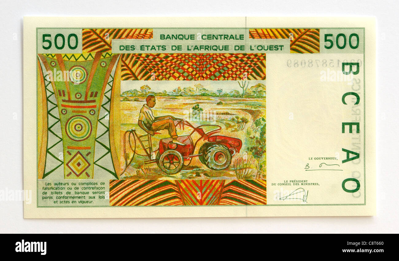 Benin 500 Cinquecento Franc Bank nota. Foto Stock