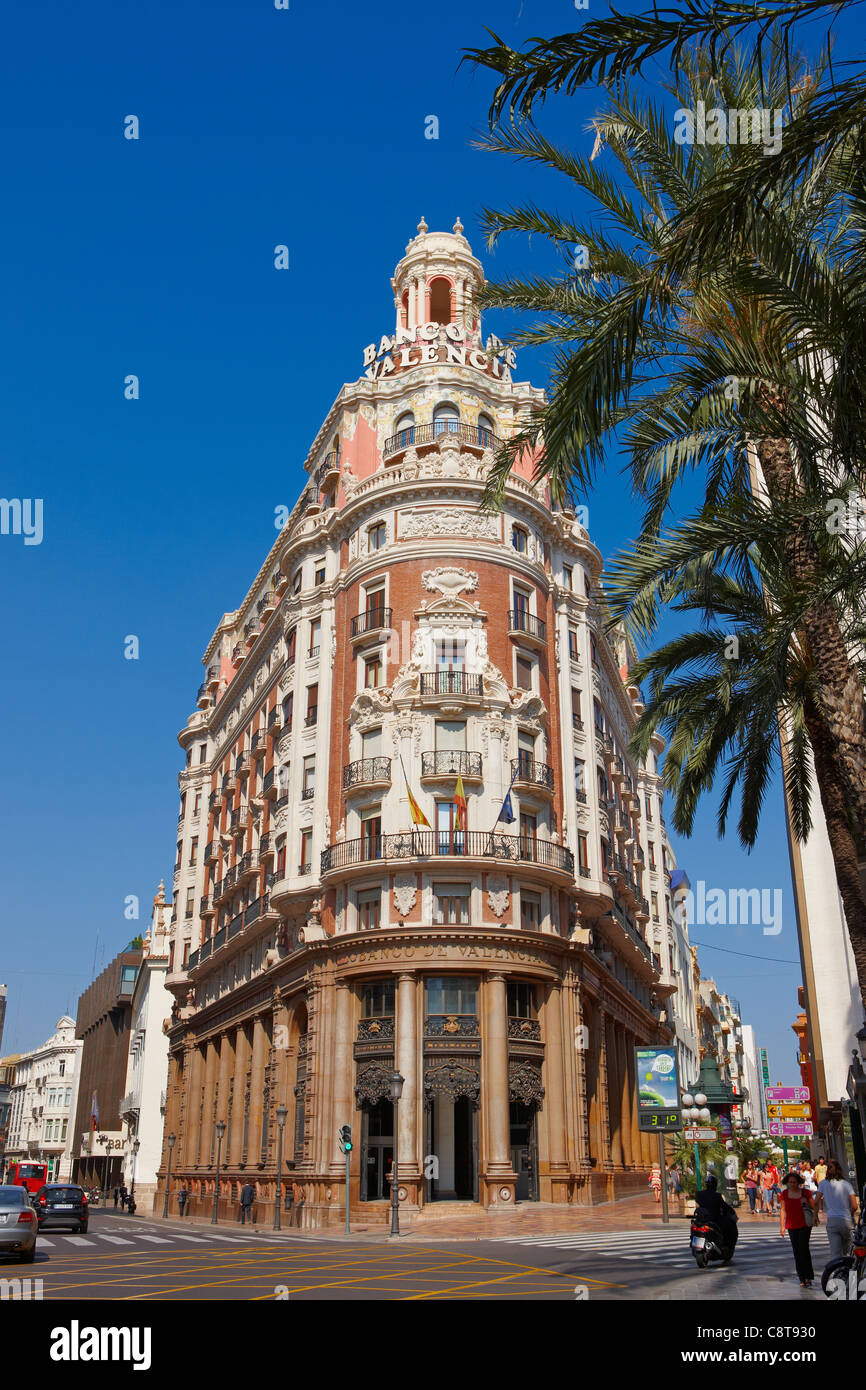 Banca di Valencia edificio. Valencia, Spagna. Foto Stock