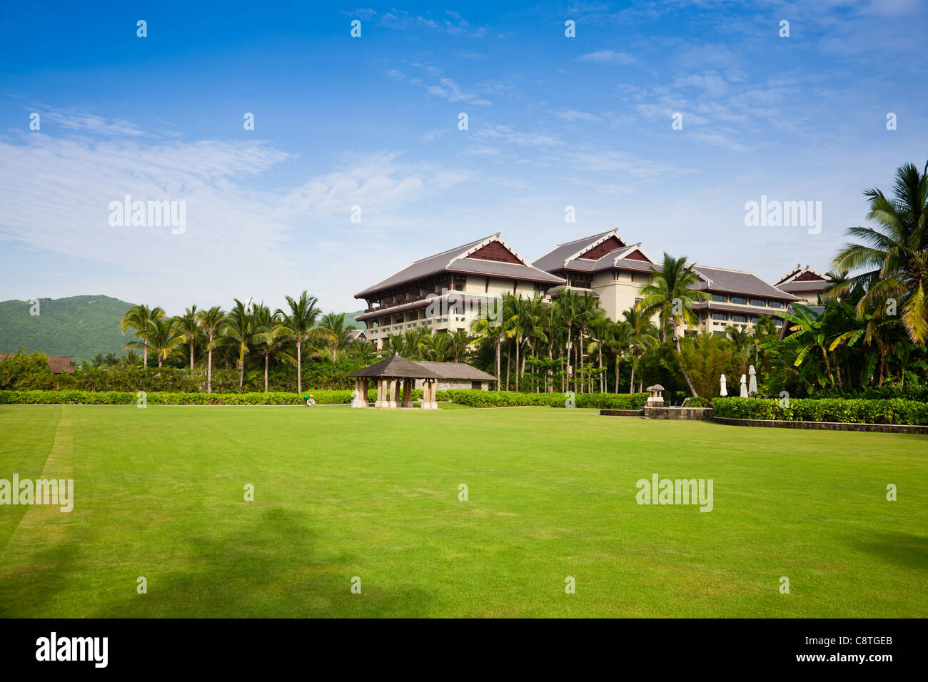 Giardino paesaggistico di tropical resort hotel. Foto Stock