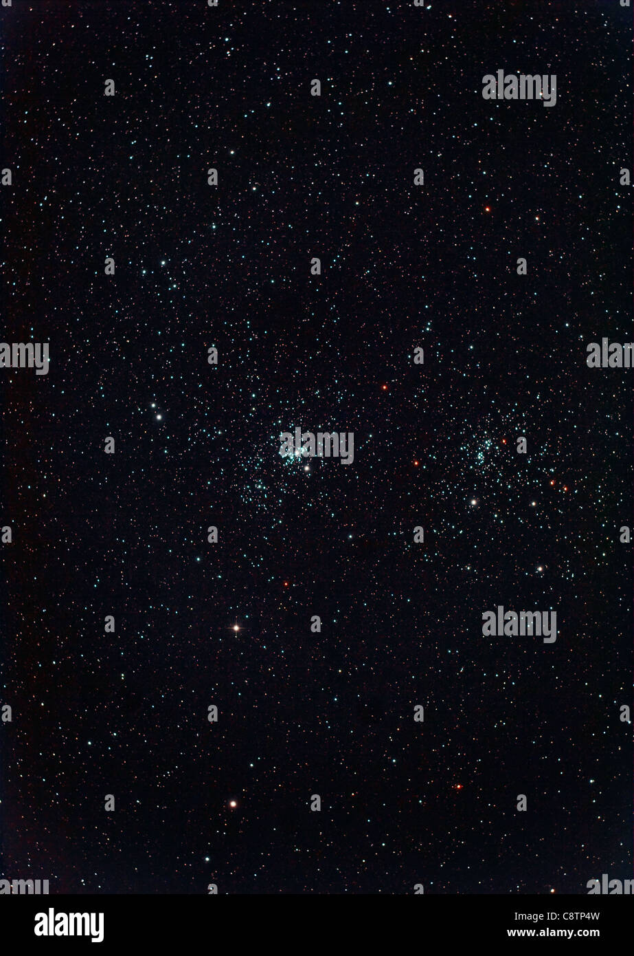 Il doppio cluster nella costellazione di Perseo open star clusters NGC 884 E NGC 869 Foto Stock