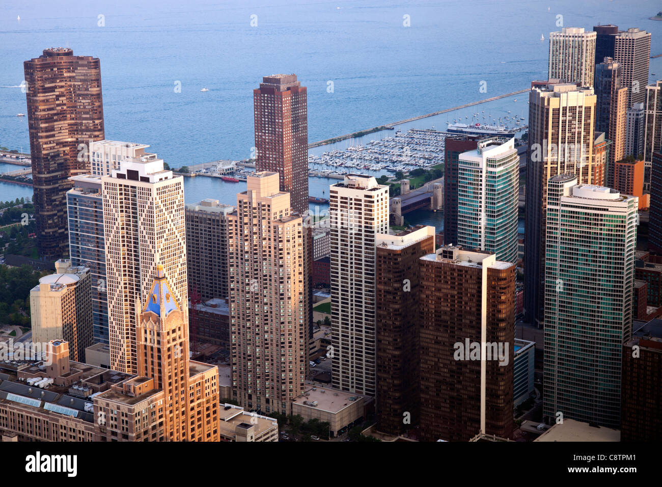 Stati Uniti d'America, Illinois, Chicago, Chicago Downtown edifici, vista dalla Torre Hancock Foto Stock
