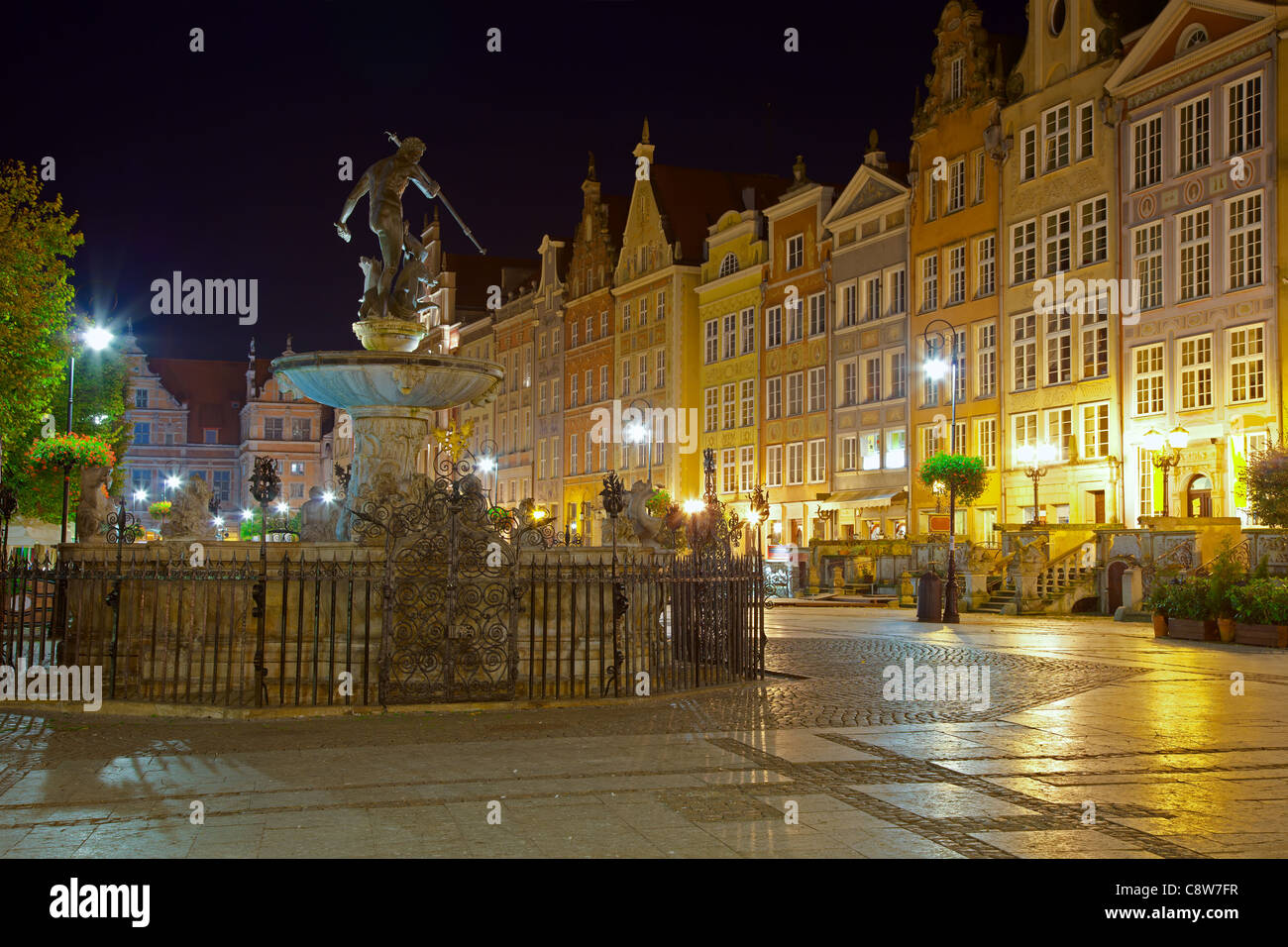Vista la splendida architettura della Città Vecchia. Gdansk, Polonia. Foto Stock