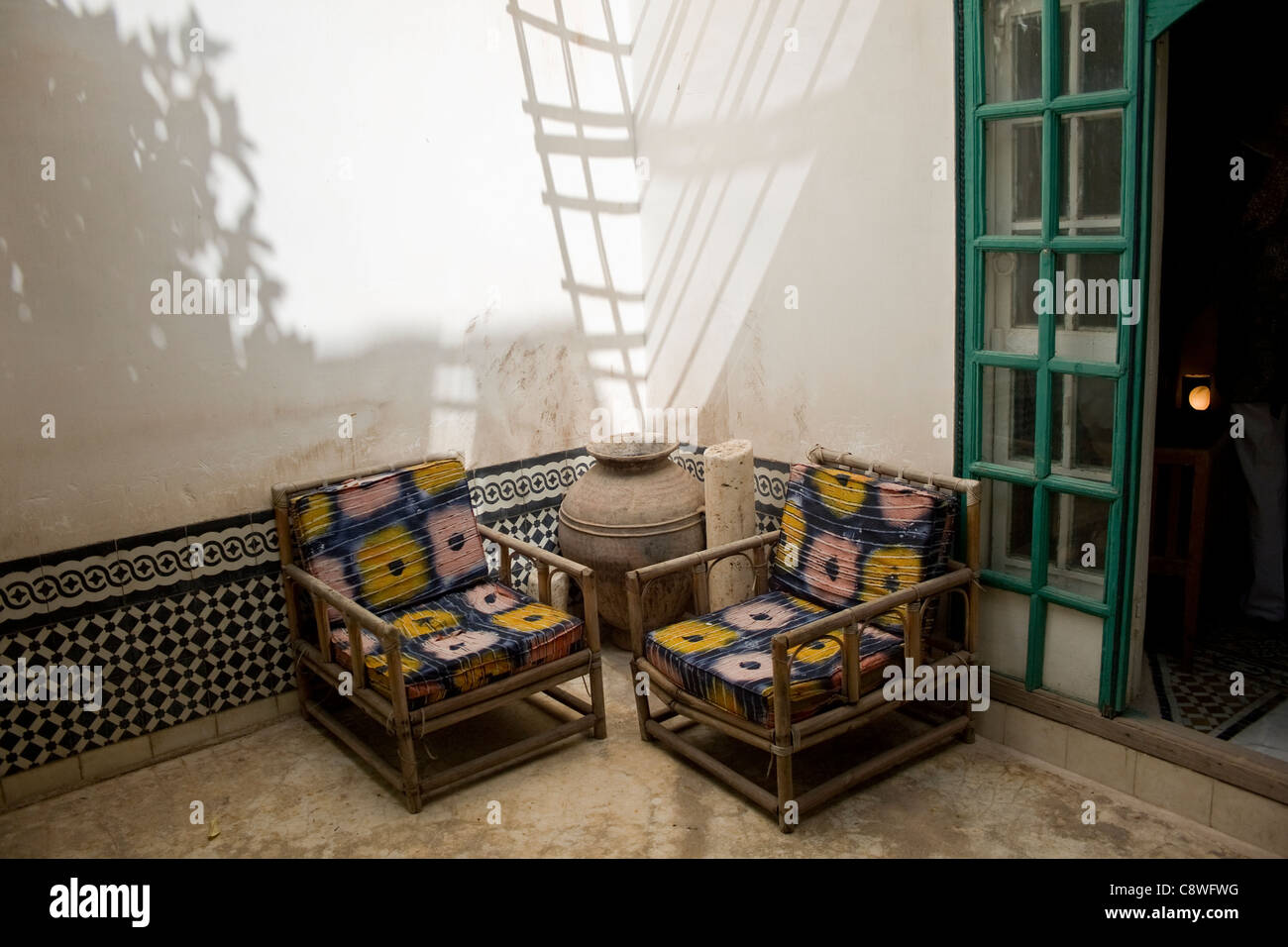 Un interno di una casa marocchina di Marrakech Foto Stock