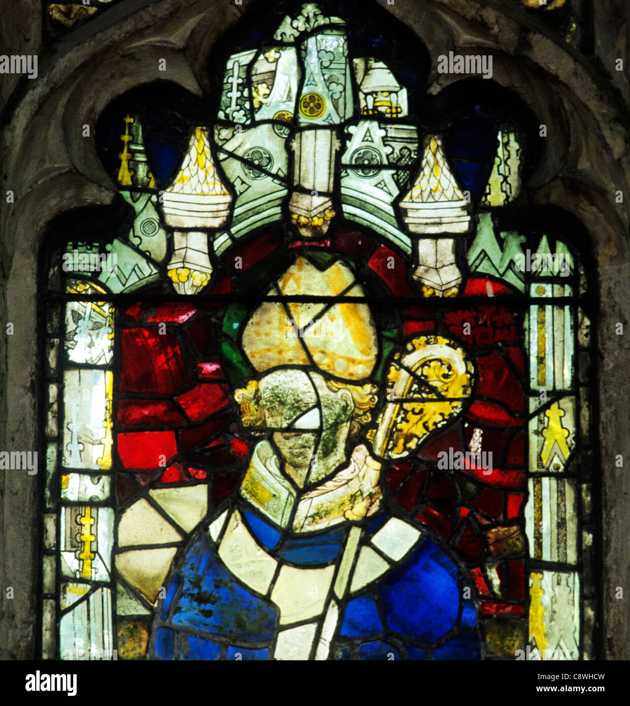 Wiggenhall Maria Maddalena, Norfolk, Vescovo non identificato, medievale inglese vetrata windows Inghilterra chiese del Regno Unito Foto Stock
