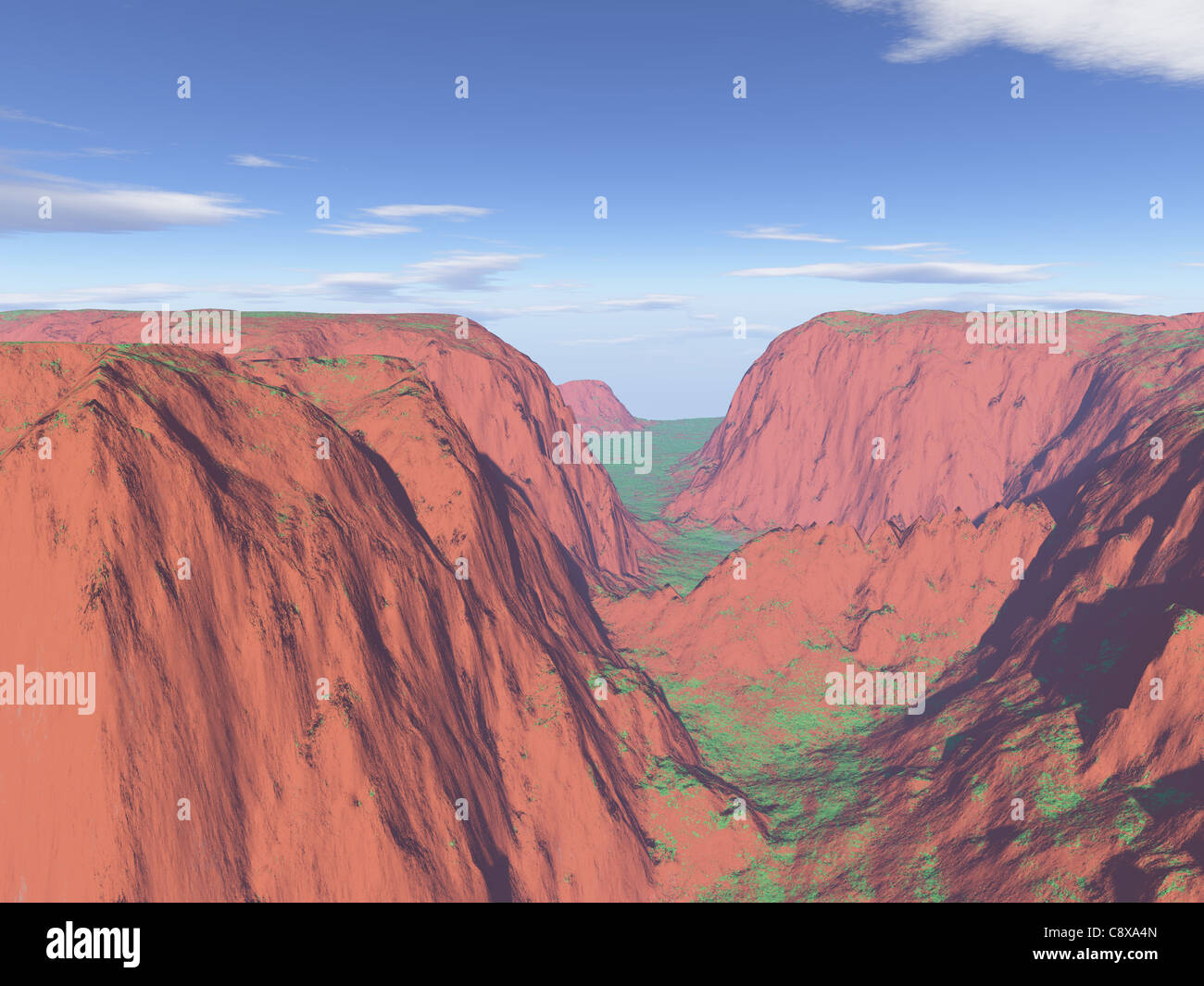 Generato dal computer del paesaggio di montagna che assomiglia a una pietra arenaria rossa gamma Foto Stock