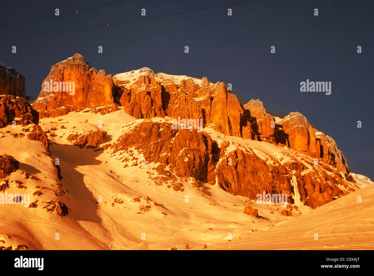 Dolomiti in inverno, panorama di montagna patrimonio mondiale umanità Foto Stock