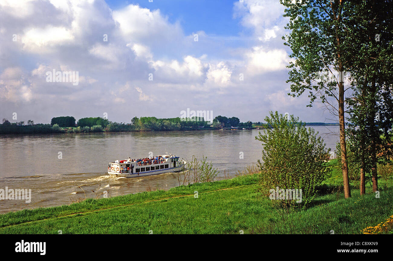 Fiume Po nei pressi di Ostiglia (Mantova). Foto Stock