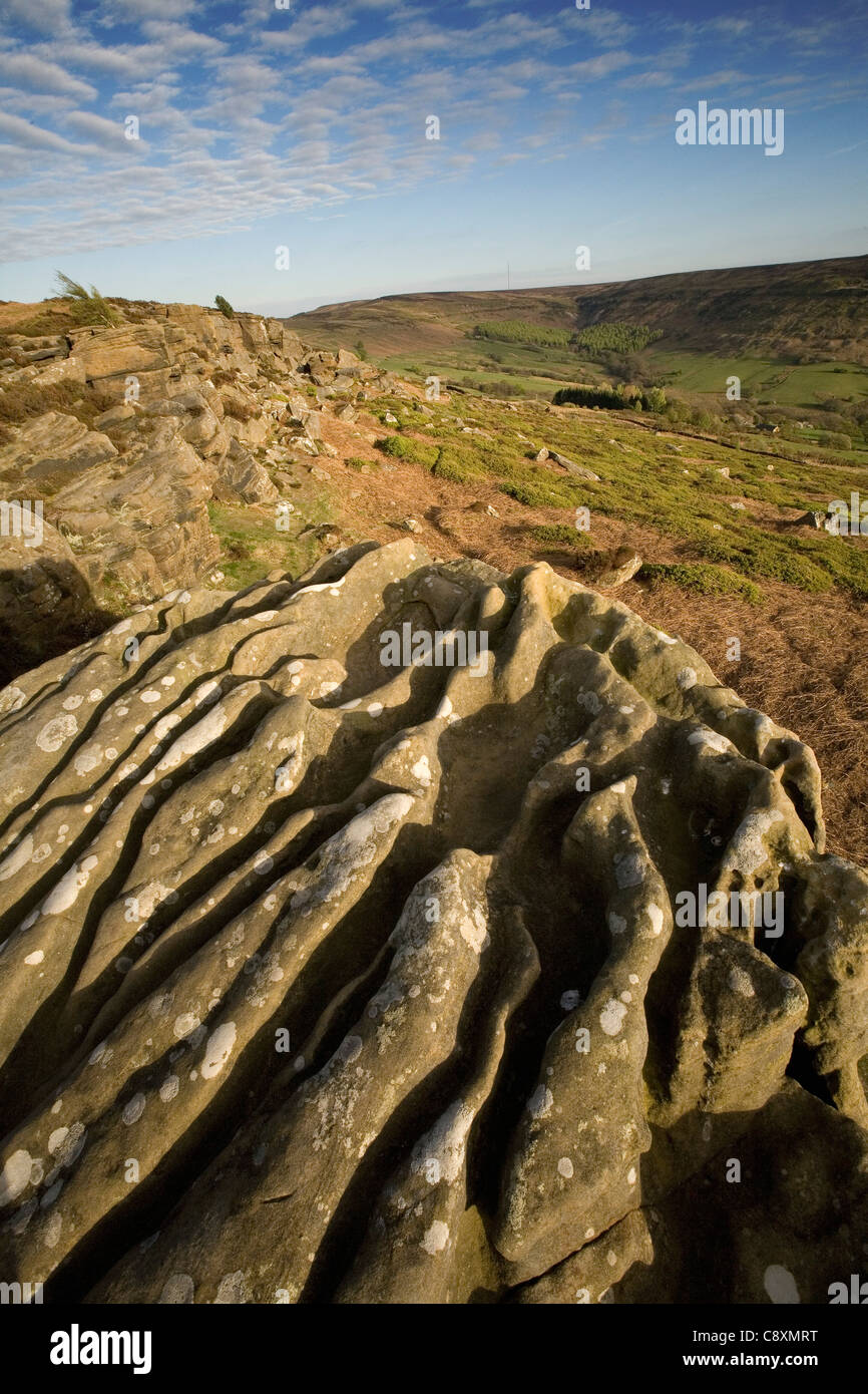 Rocce di scozzesi falesia Scugdale North Yorkshire, Inghilterra Foto Stock