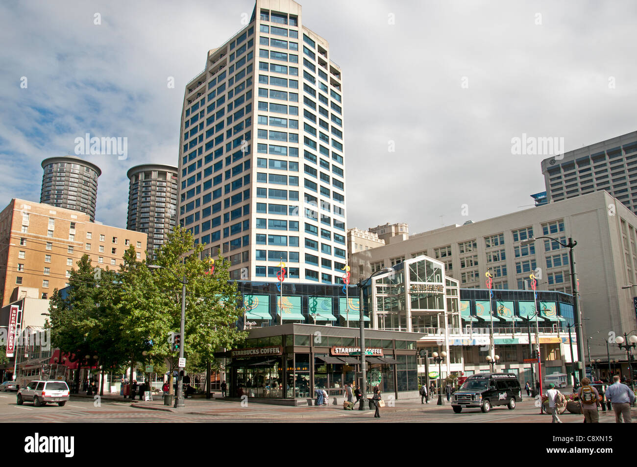 Seattle Westlake Center shopping mall ufficio torre Downtown Washington Stati Uniti d'America Foto Stock