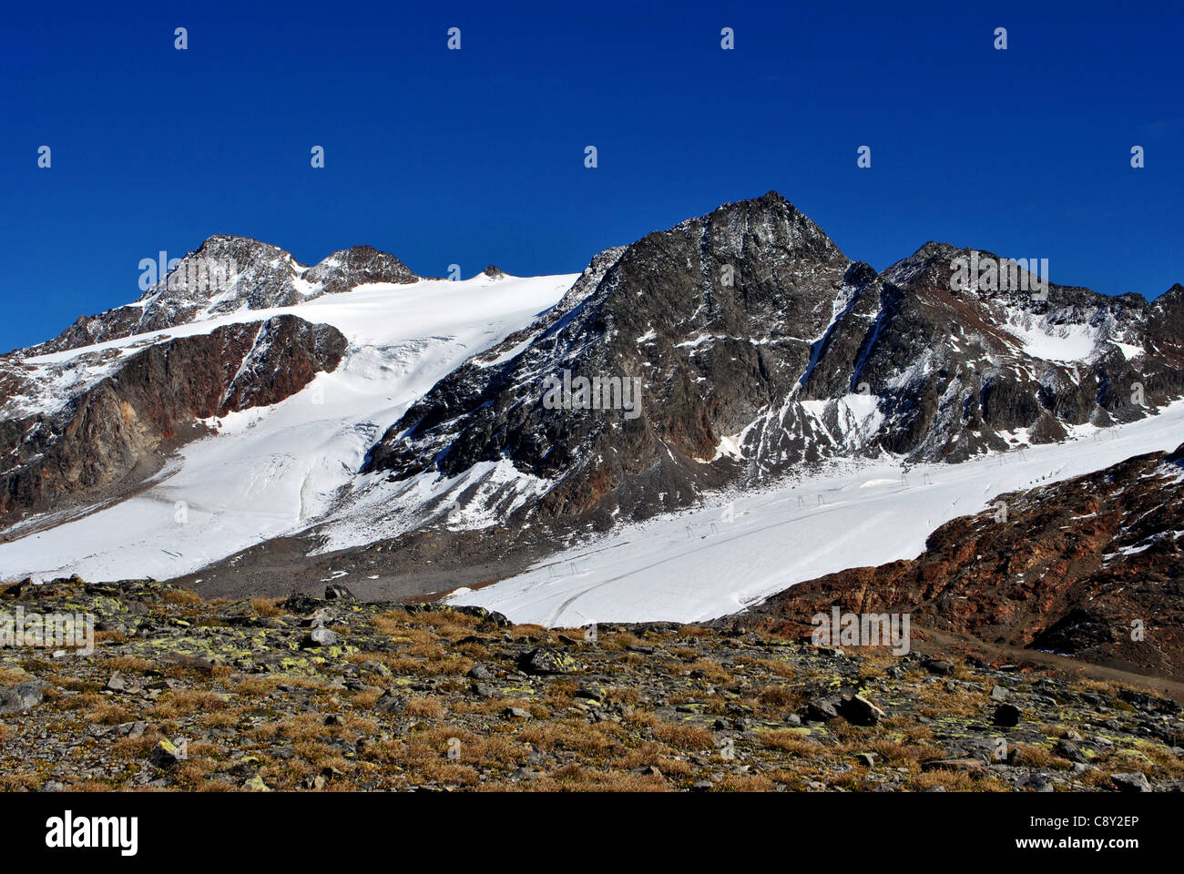 Paesaggio dal Tirolo. Vista sulla Val Senales in Italia, Foto Stock