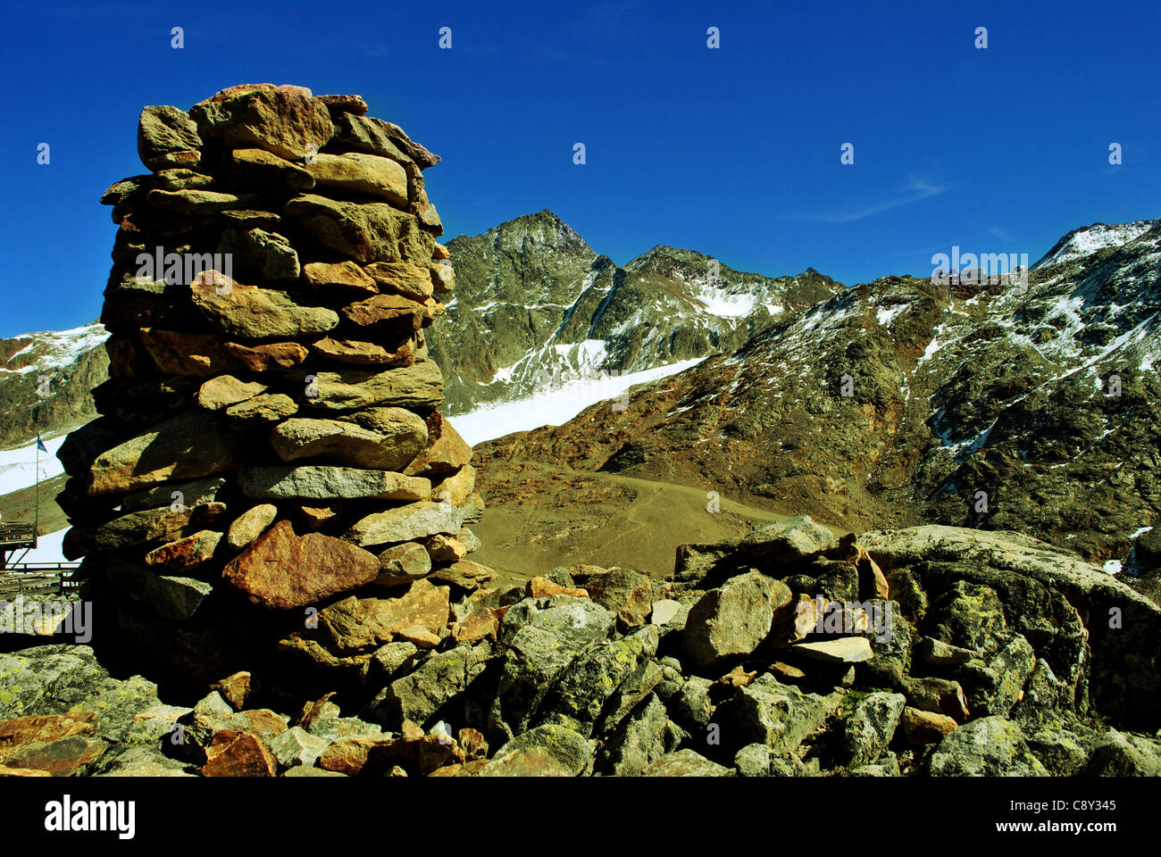 Paesaggio dal Tirolo. Vista sulla Val Senales in Italia, Foto Stock