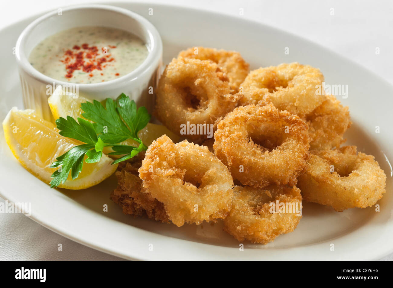 Fritti di calamari calamari o Foto Stock